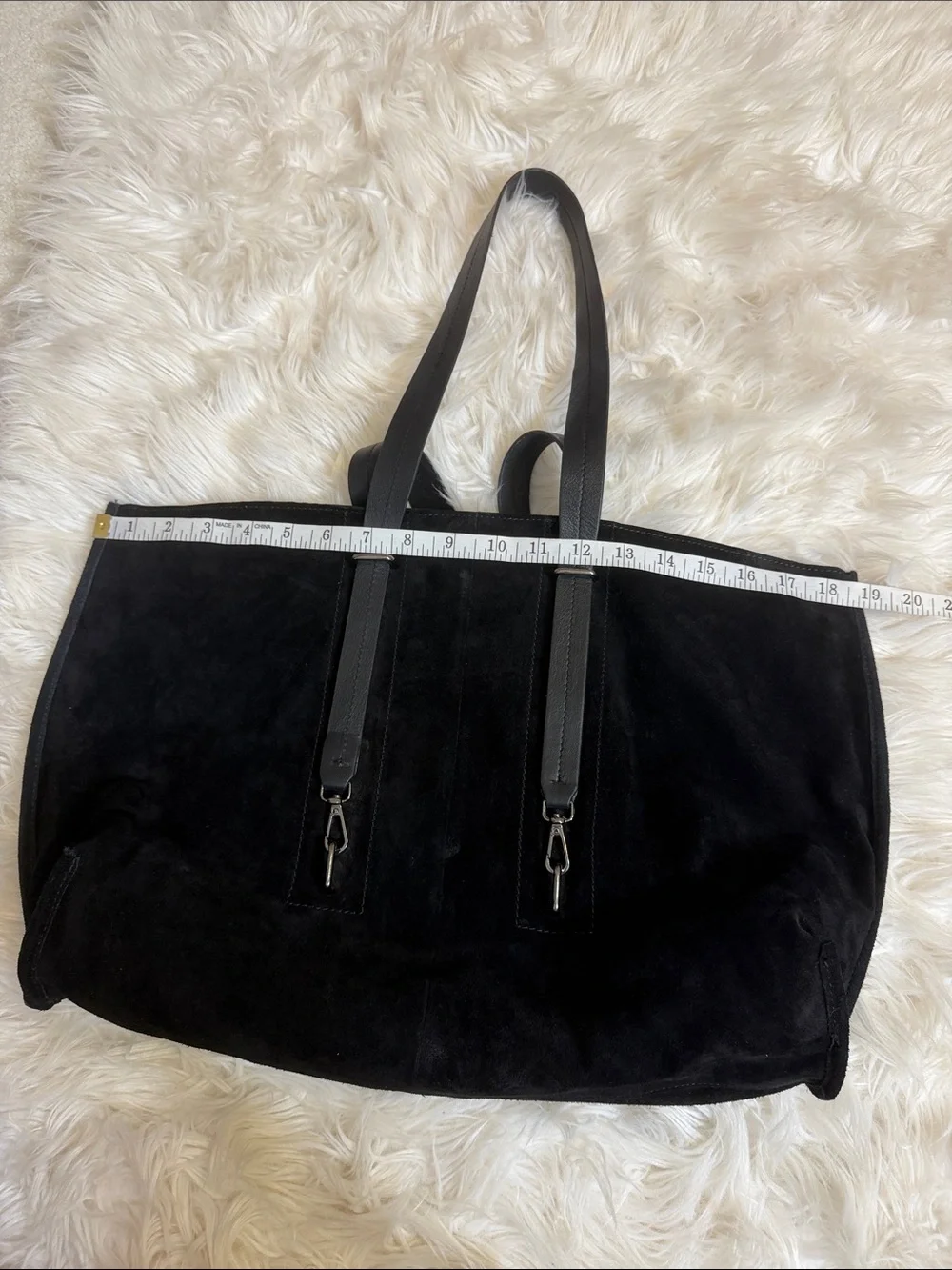 HAUTE HIPPIE, Black Suede Tote Bag with dual Straps